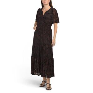 SUPER NATURAL BY SECRET MISSION Brown Floral Velvet Maxi Dress